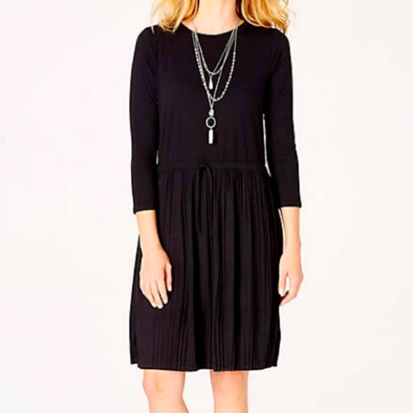 J. Jill Dresses & Skirts - NWT J. Jill Pleated Black Drawstring Dress Size Large Petite